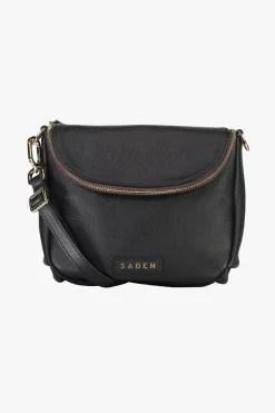 Saben FiFi Black Fold Over Leather Shoulder Bag