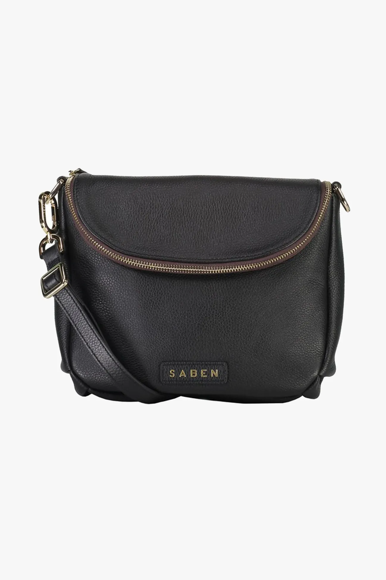 Saben FiFi Black Fold Over Leather Shoulder Bag