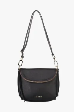 Saben FiFi Black Fold Over Leather Shoulder Bag