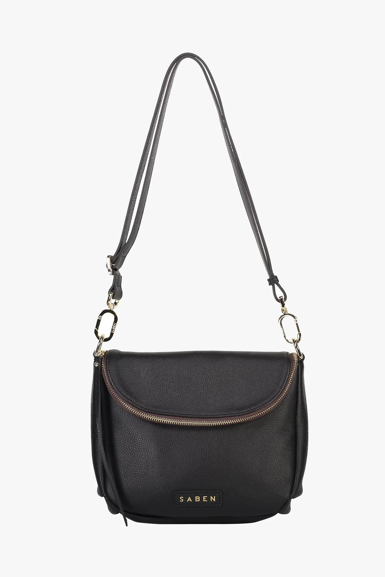 Saben FiFi Black Fold Over Leather Shoulder Bag