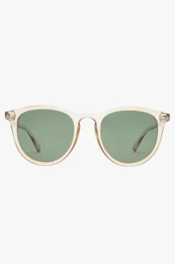 Le Specs Fire Starter Round Clear Stone Khaki Polarised Lens Sunglasses