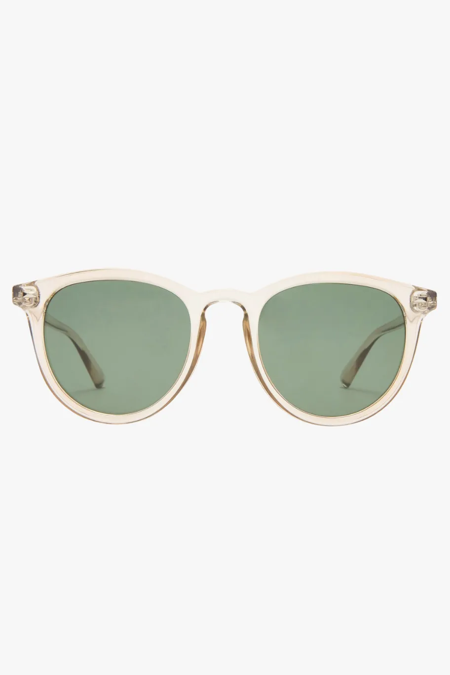 Le Specs Fire Starter Round Clear Stone Khaki Polarised Lens Sunglasses