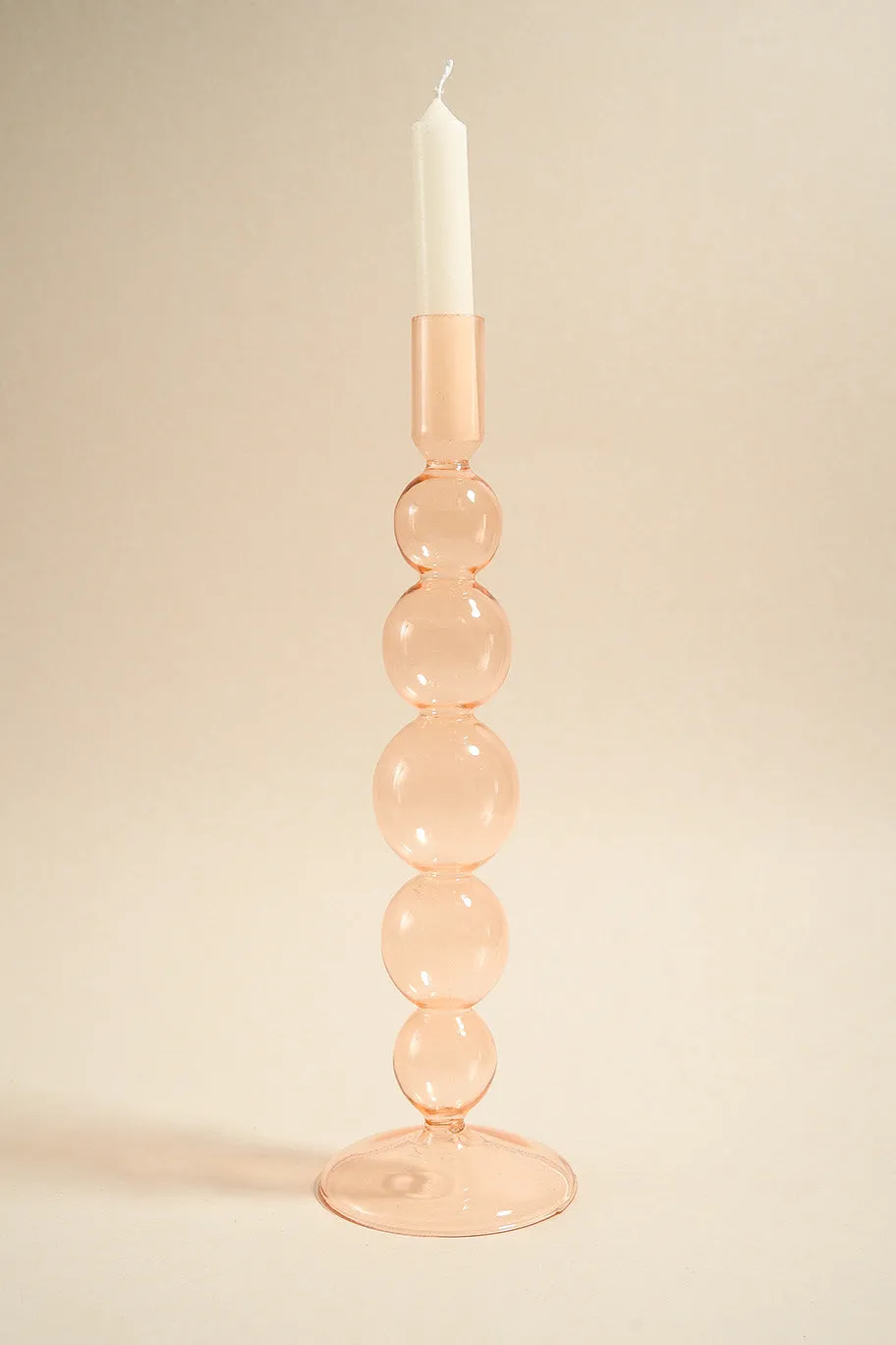 Willow u0026 Mae Five Bubble Peach 30cm Glass Taper Candle Holder