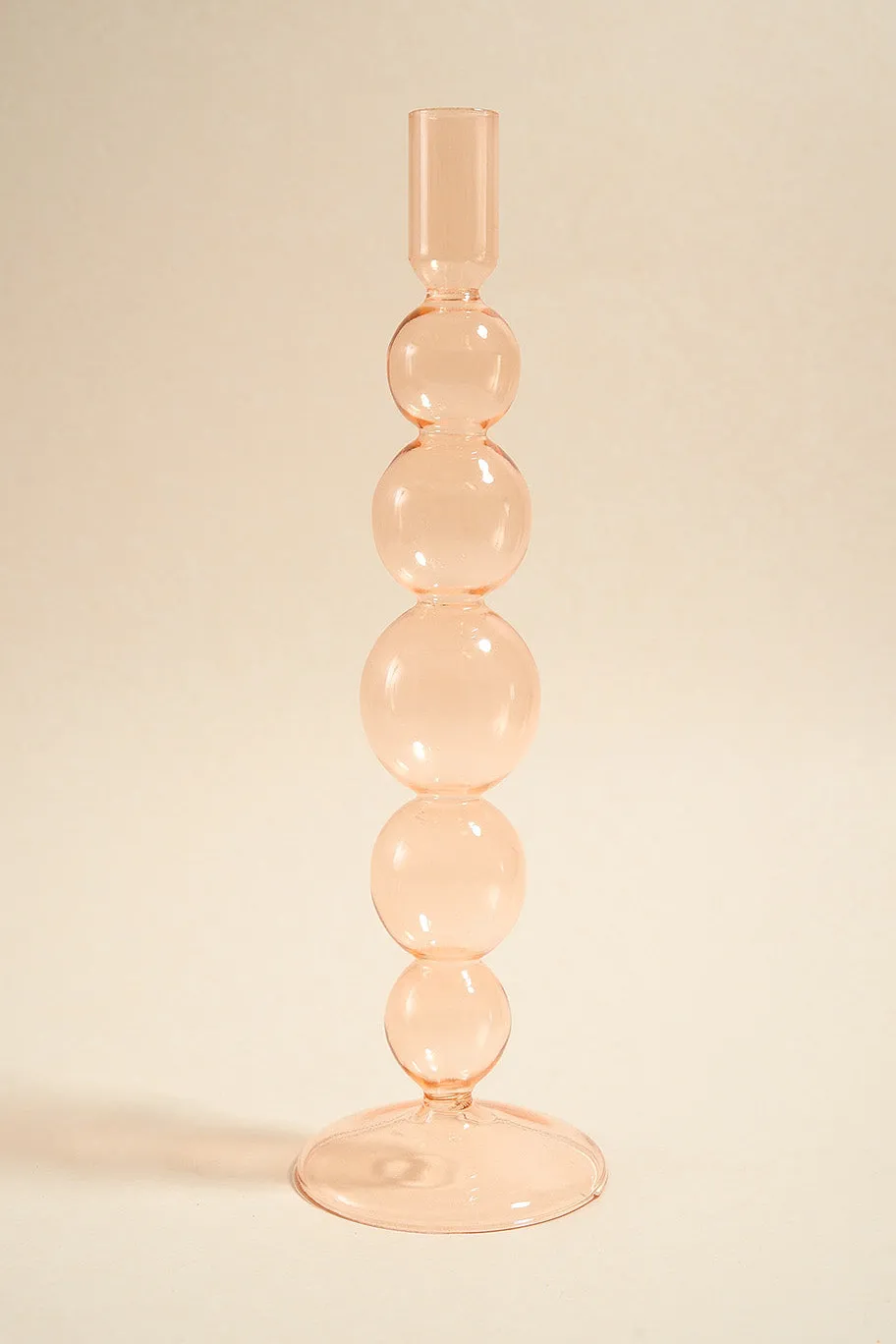 Willow u0026 Mae Five Bubble Peach 30cm Glass Taper Candle Holder