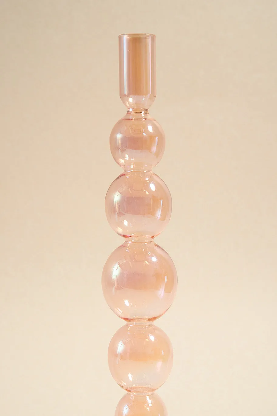 Willow u0026 Mae Five Bubble Pearl Pink 30cm Glass Taper Candle Holder