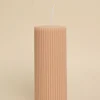 Flo's Home Flat Head Ribbed Column Medium Handmade Soy Nude Candle