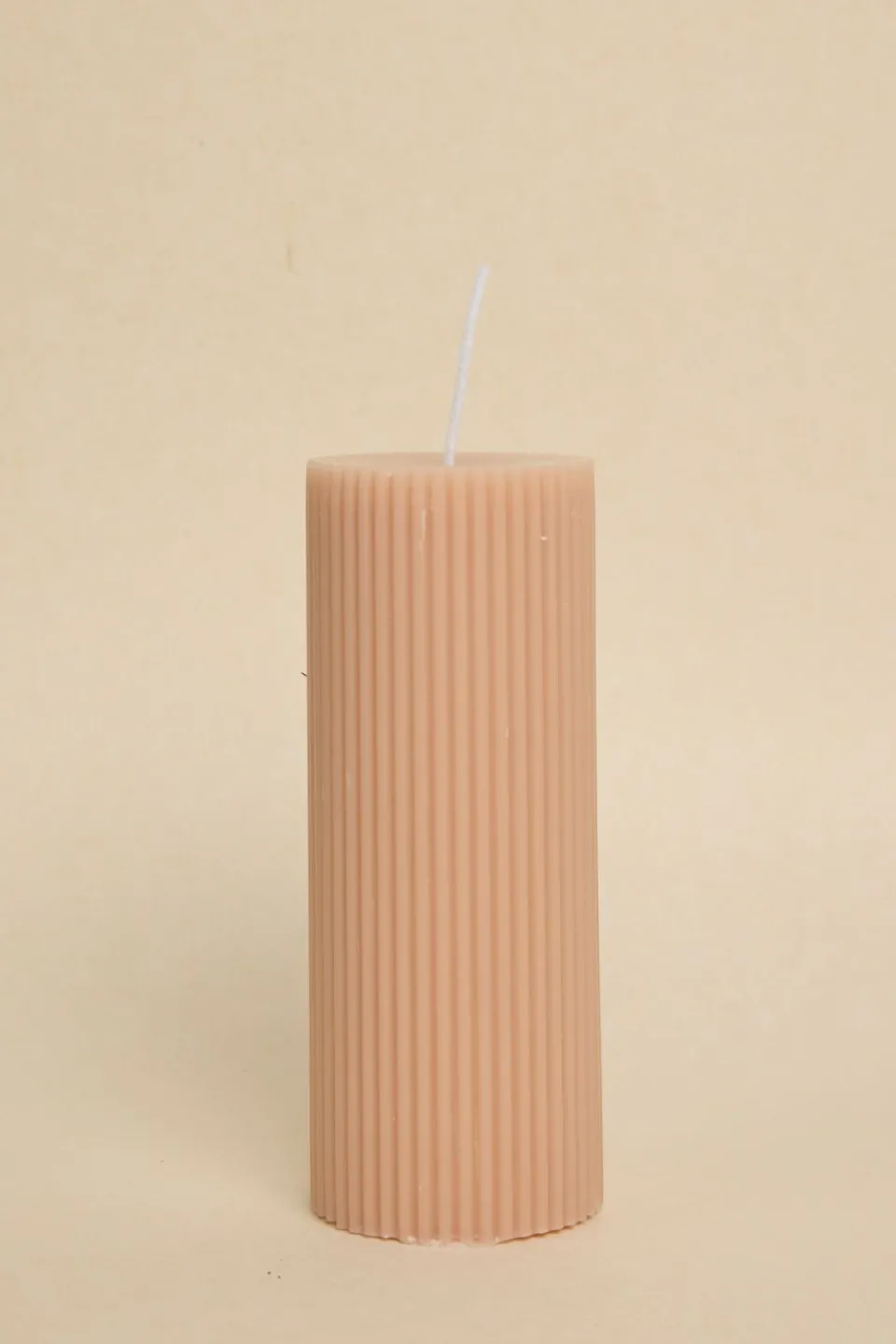 Flo's Home Flat Head Ribbed Column Medium Handmade Soy Nude Candle