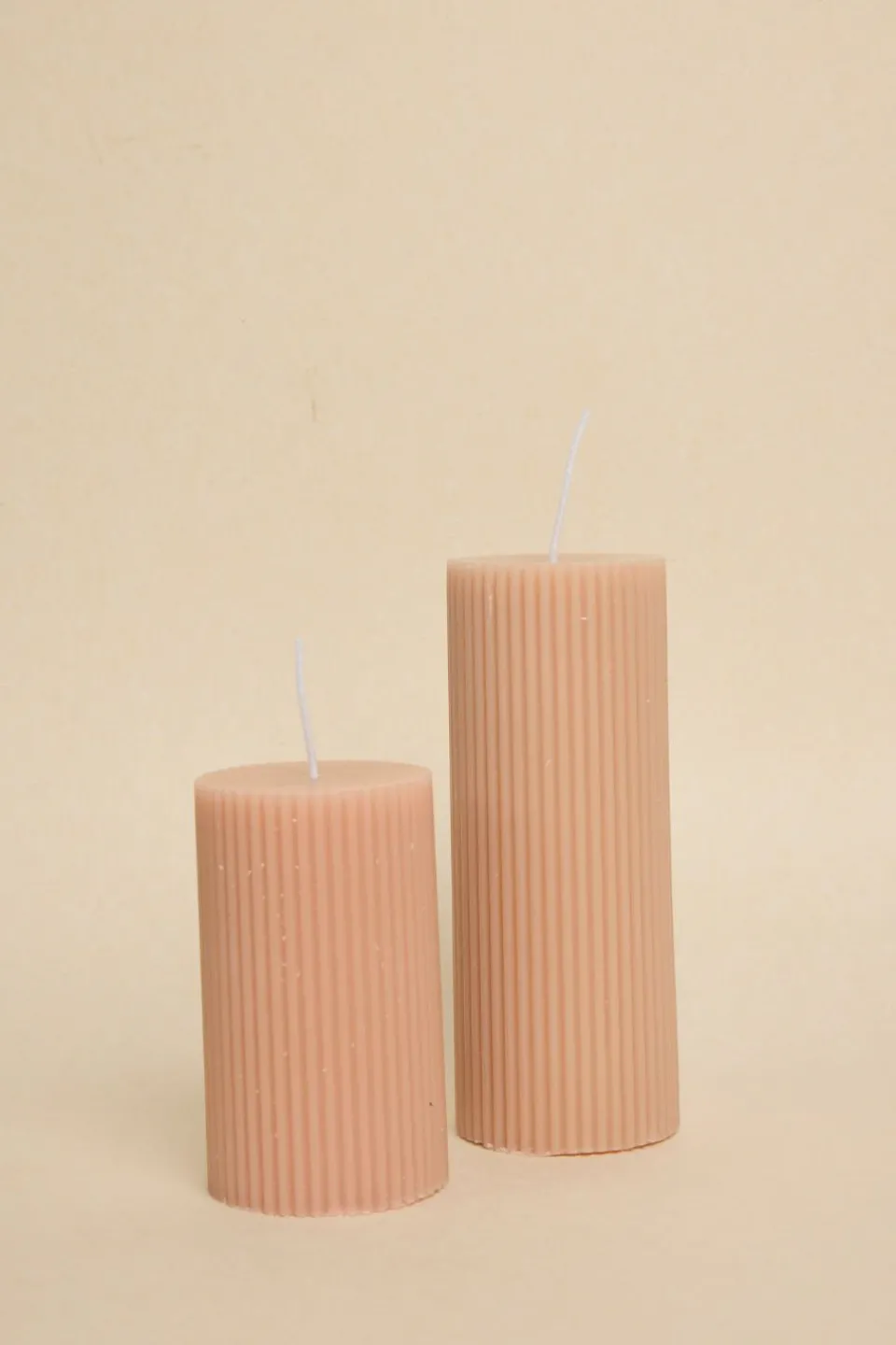 Flo's Home Flat Head Ribbed Column Medium Handmade Soy Nude Candle