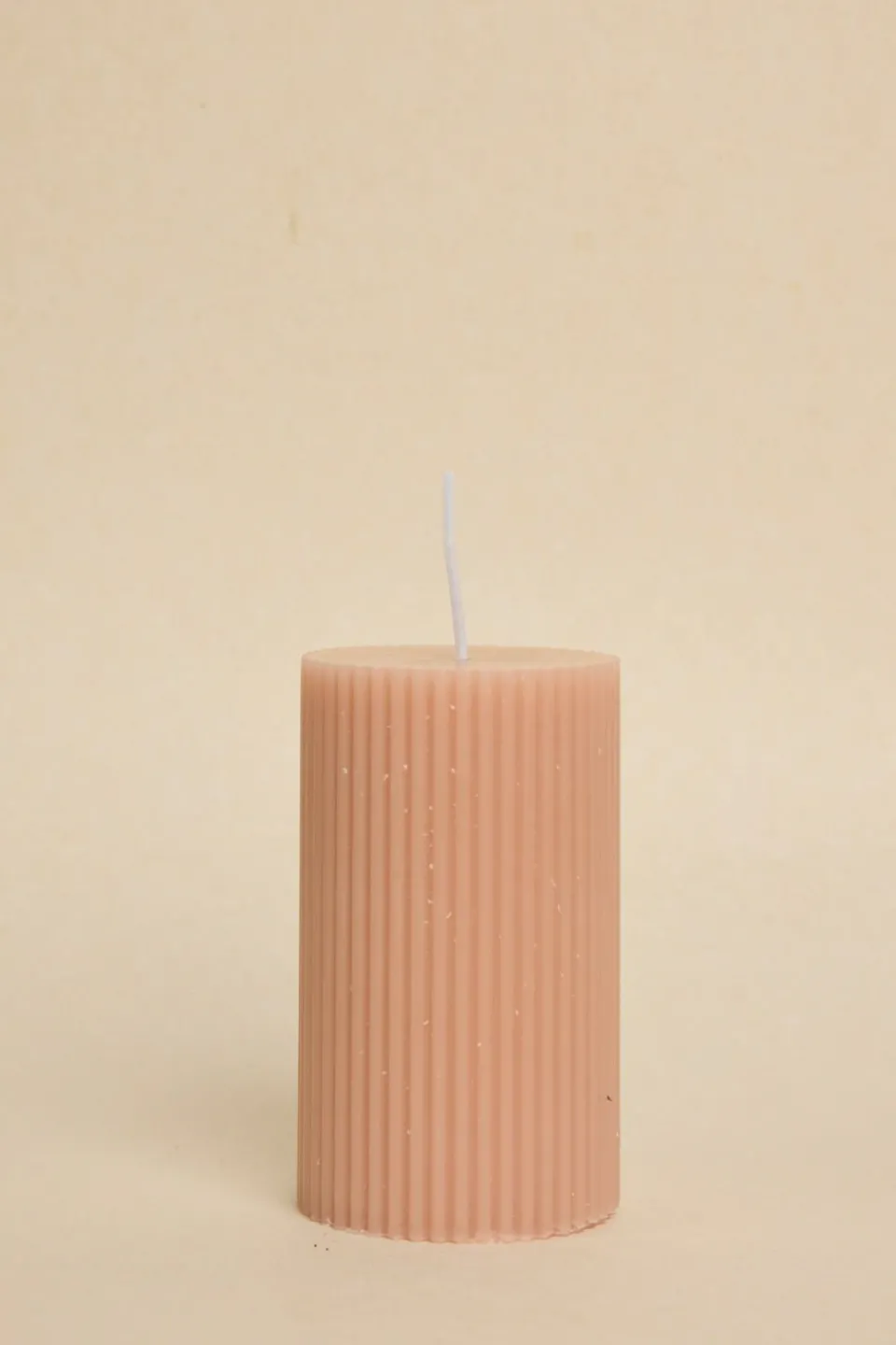 Flo's Home Flat Head Ribbed Column Small Handmade Soy Nude Candle