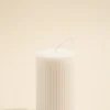 Flo's Home Flat Head Ribbed Column Small Handmade Soy Ivory Candle