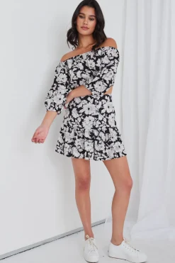 Georgia Mae Flicker Floral Silhouette Tiered Mini Skirt