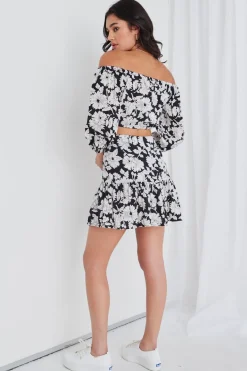 Georgia Mae Flicker Floral Silhouette Tiered Mini Skirt
