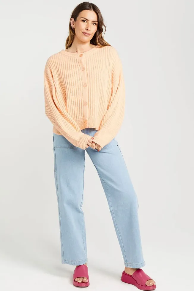 Thing Thing Flo Peach Wool Blend Cardigan