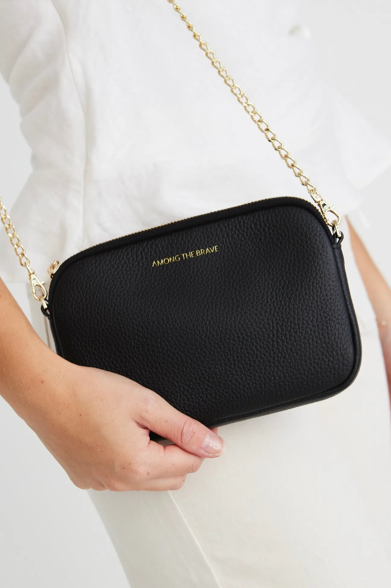 Among the Brave Florence Black Leather Single Pouch Bag