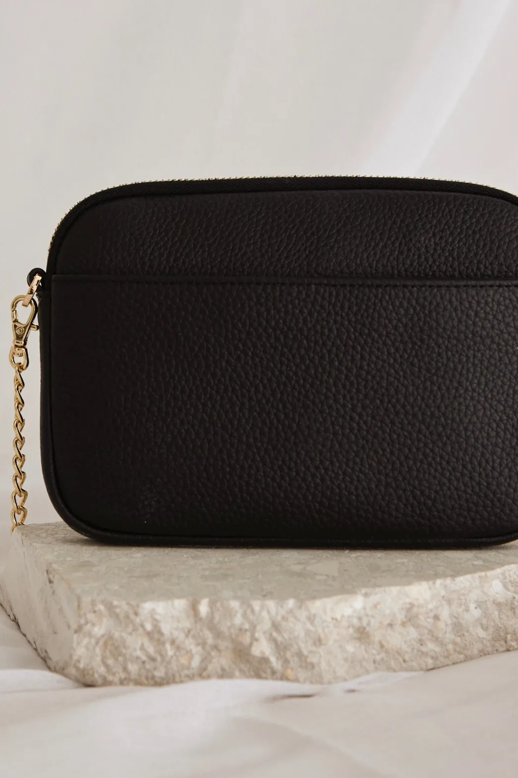 Among the Brave Florence Black Leather Single Pouch Bag