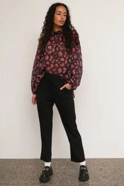Ketz-Ke Floret High Neck Red Floral Top