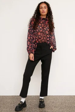 Ketz-Ke Floret High Neck Red Floral Top