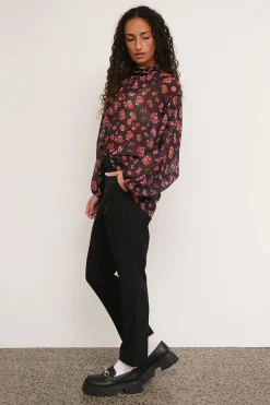 Ketz-Ke Floret High Neck Red Floral Top