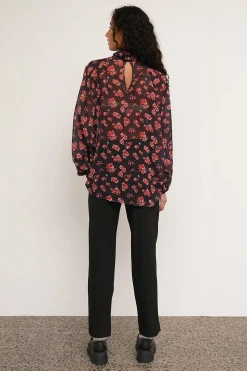 Ketz-Ke Floret High Neck Red Floral Top