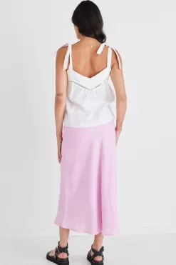 Among the Brave Fluid White Linen Reversible Tie Shoulder Cami