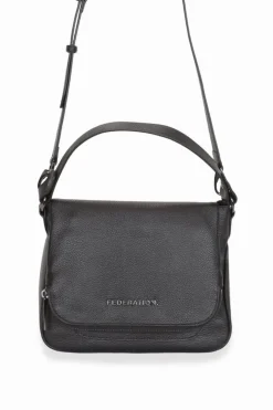 Federation For Keeps Black Crossbody Bag with Zipped Flat Gunmetal Hardware