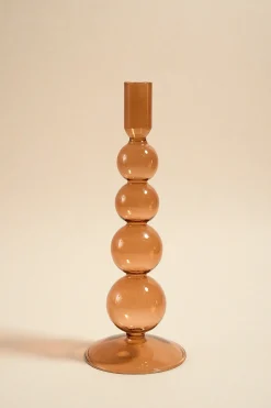 Willow u0026 Mae Four Bubble Brown 25cm Glass Taper Candle Holder