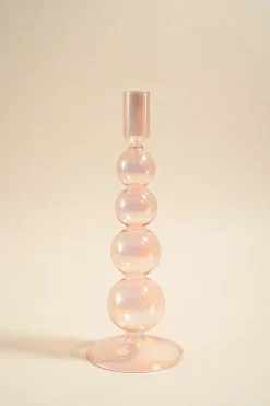 Willow u0026 Mae Four Bubble Pearl Pink 25cm Glass Taper Candle Holder