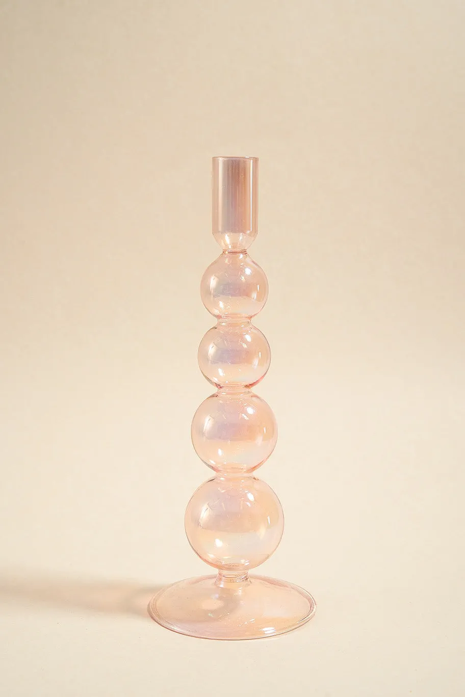 Willow u0026 Mae Four Bubble Pearl Pink 25cm Glass Taper Candle Holder