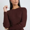 Among the Brave Fragment Chocolate Sheer Rib LS Knit Top