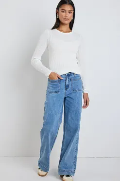 Among the Brave Fragment Ivory Sheer LS Knit Top