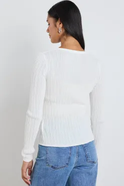 Among the Brave Fragment Ivory Sheer LS Knit Top