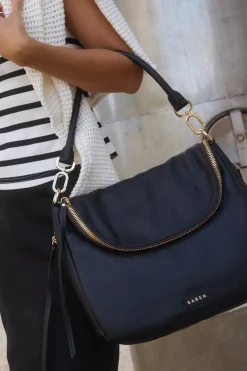 Saben Frankie Fold Over Black Shoulder Bag
