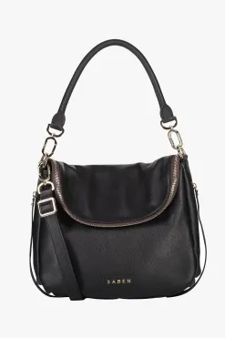 Saben Frankie Fold Over Black Shoulder Bag