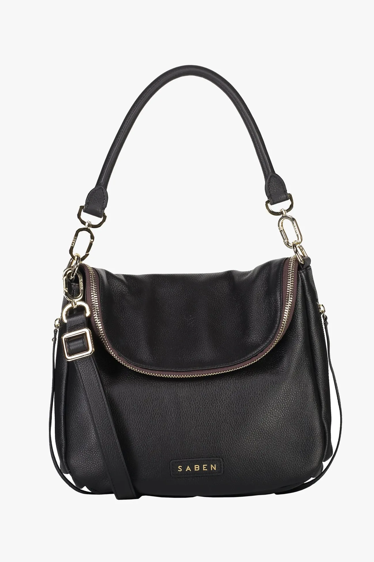 Saben Frankie Fold Over Black Shoulder Bag