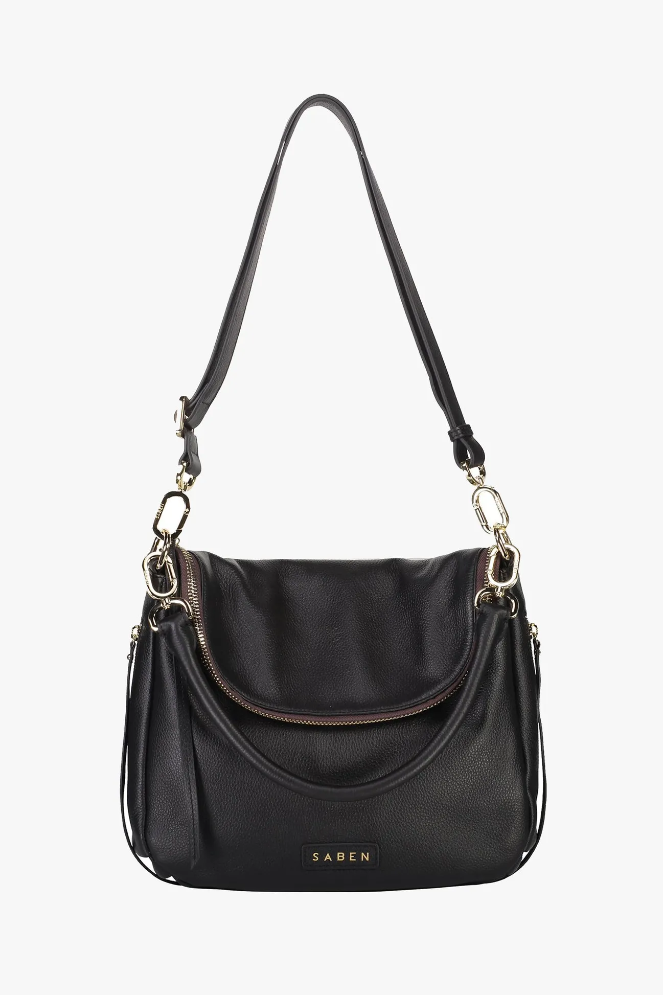 Saben Frankie Fold Over Black Shoulder Bag