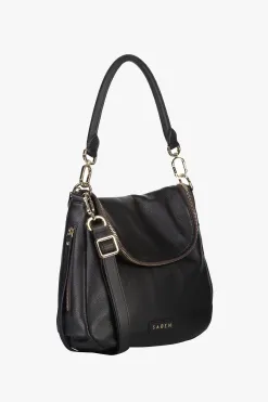 Saben Frankie Fold Over Black Shoulder Bag