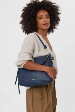 Saben Frankie Fold Over Midnight Blue Shoulder Bag