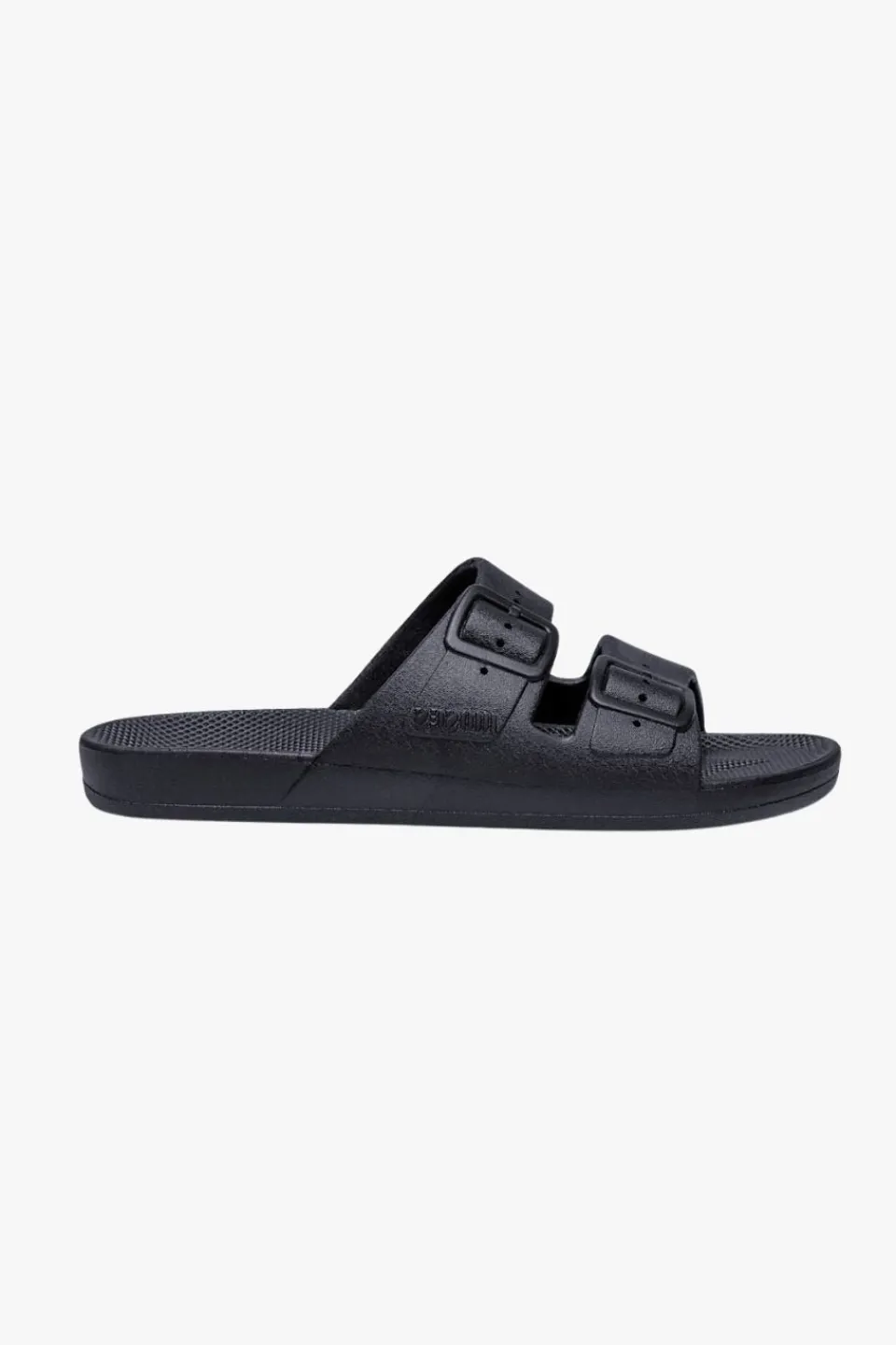 Freedom Moses Freedom Black Double Strap Flexible Slide