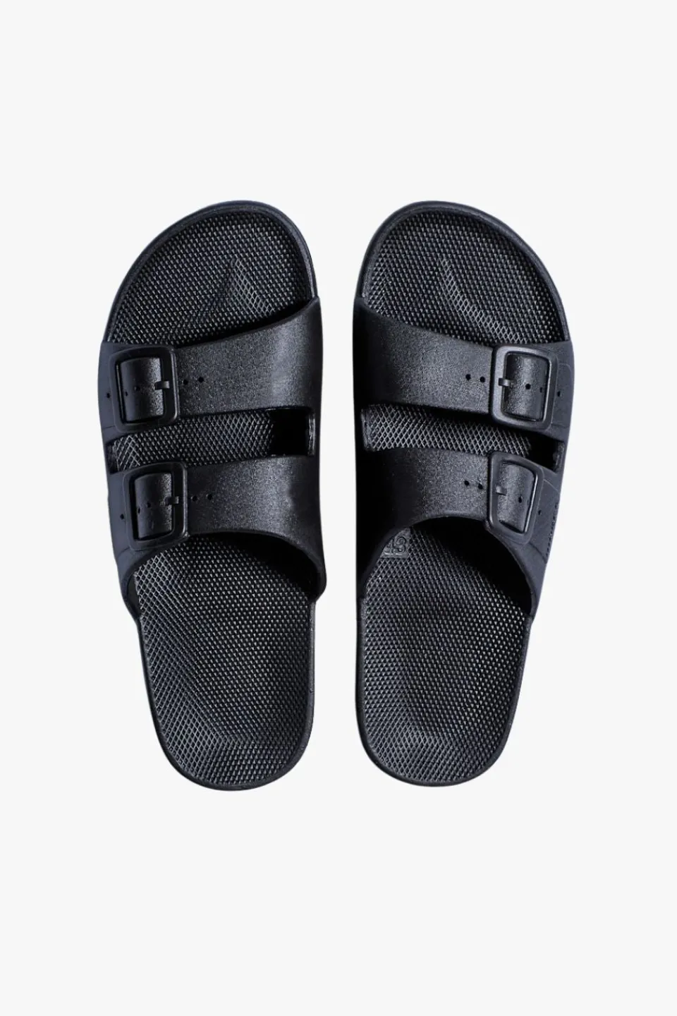 Freedom Moses Freedom Black Double Strap Flexible Slide