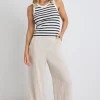 RE:UNION Label Freedom Natural Linen Zip Back Wide Leg Pant
