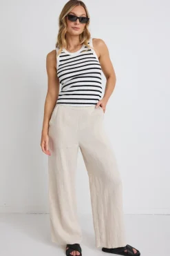 RE:UNION Label Freedom Natural Linen Zip Back Wide Leg Pant