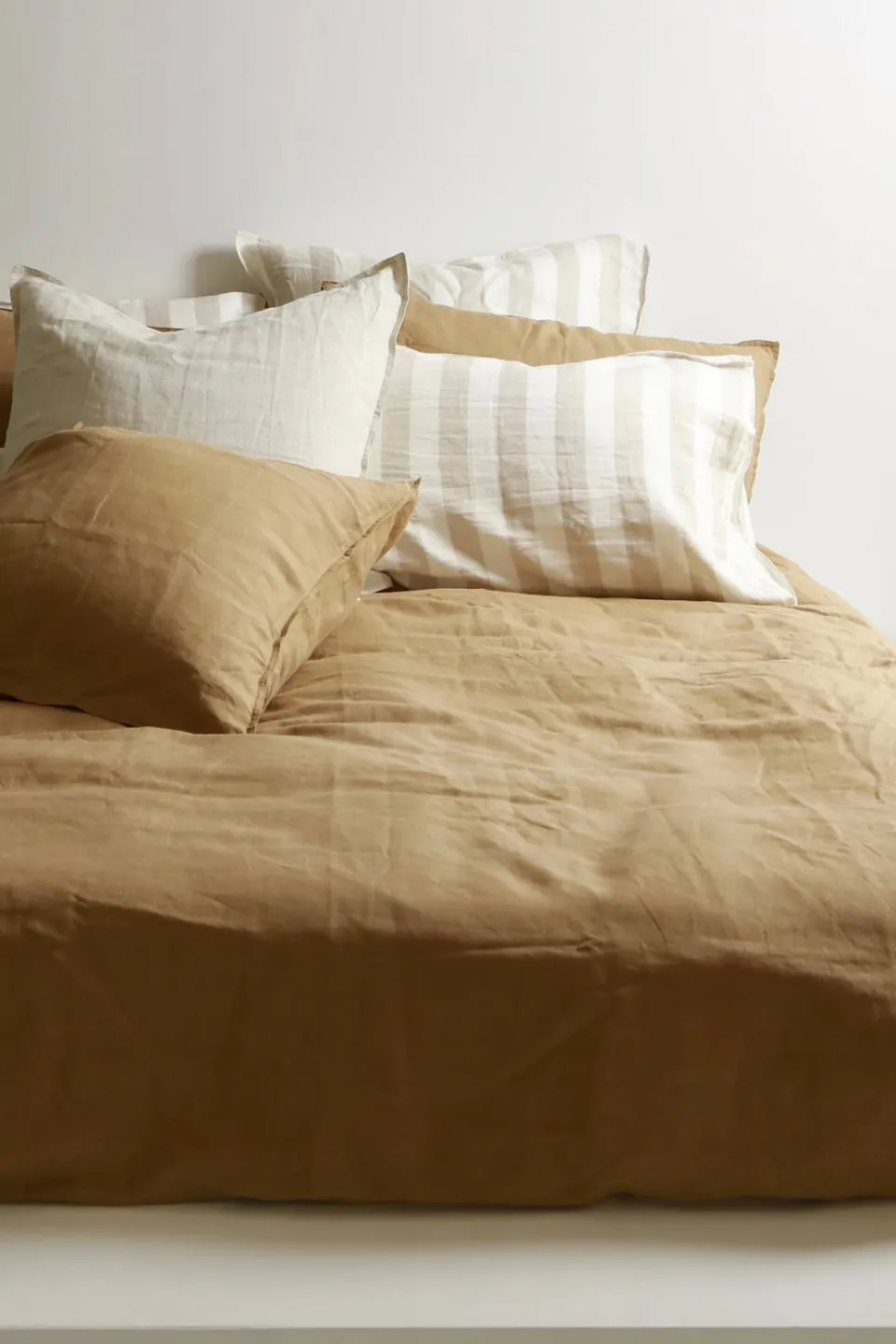 Home Lab 100% French Flax Linen Duvet Cover Set - Ginger - King