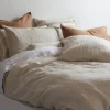Home Lab 100% French Flax Linen Duvet Cover Set - Natural Oat - King