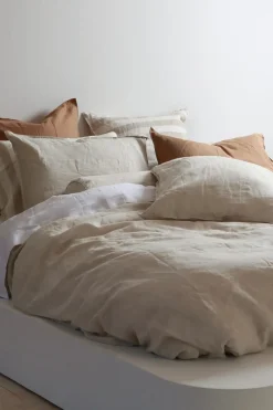 Home Lab 100% French Flax Linen Duvet Cover Set - Natural Oat - King
