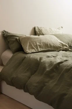 Home Lab 100% French Flax Linen Duvet Cover Set - Lichen - King