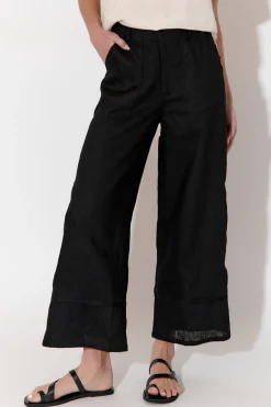 Adorne Gabriella Black Lined Linen Pant