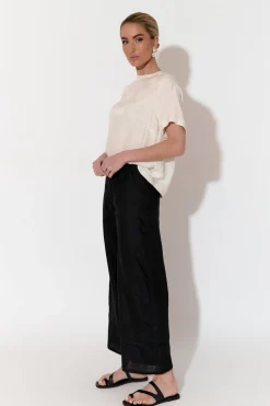 Adorne Gabriella Black Lined Linen Pant