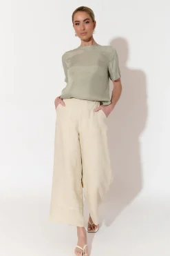 Adorne Gabriella Cream Lined Linen Pant