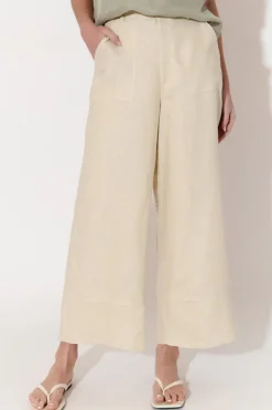 Adorne Gabriella Cream Lined Linen Pant