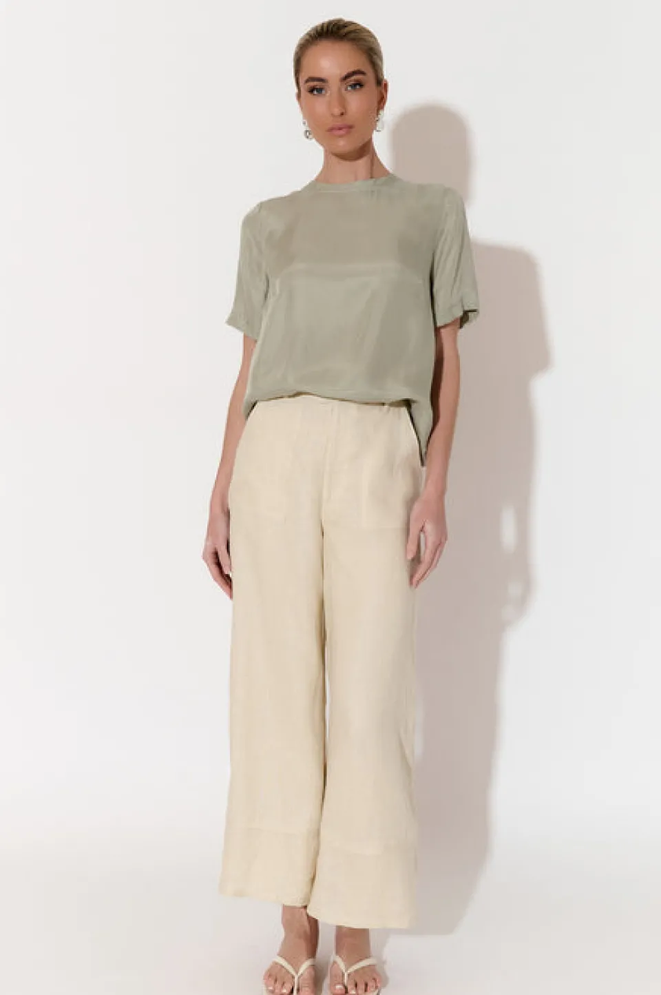 Adorne Gabriella Cream Lined Linen Pant